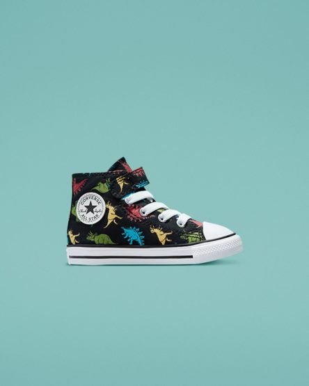 Girls' Converse Chuck Taylor All Star Easy-On Dinosaurs High Top Shoes Black / Red / Blue | AU 83C0EC